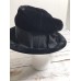 Vintage Ladies Hat  black velvet hat Ribbon Trim Gold Fabric Lining Union Label  eb-32962386